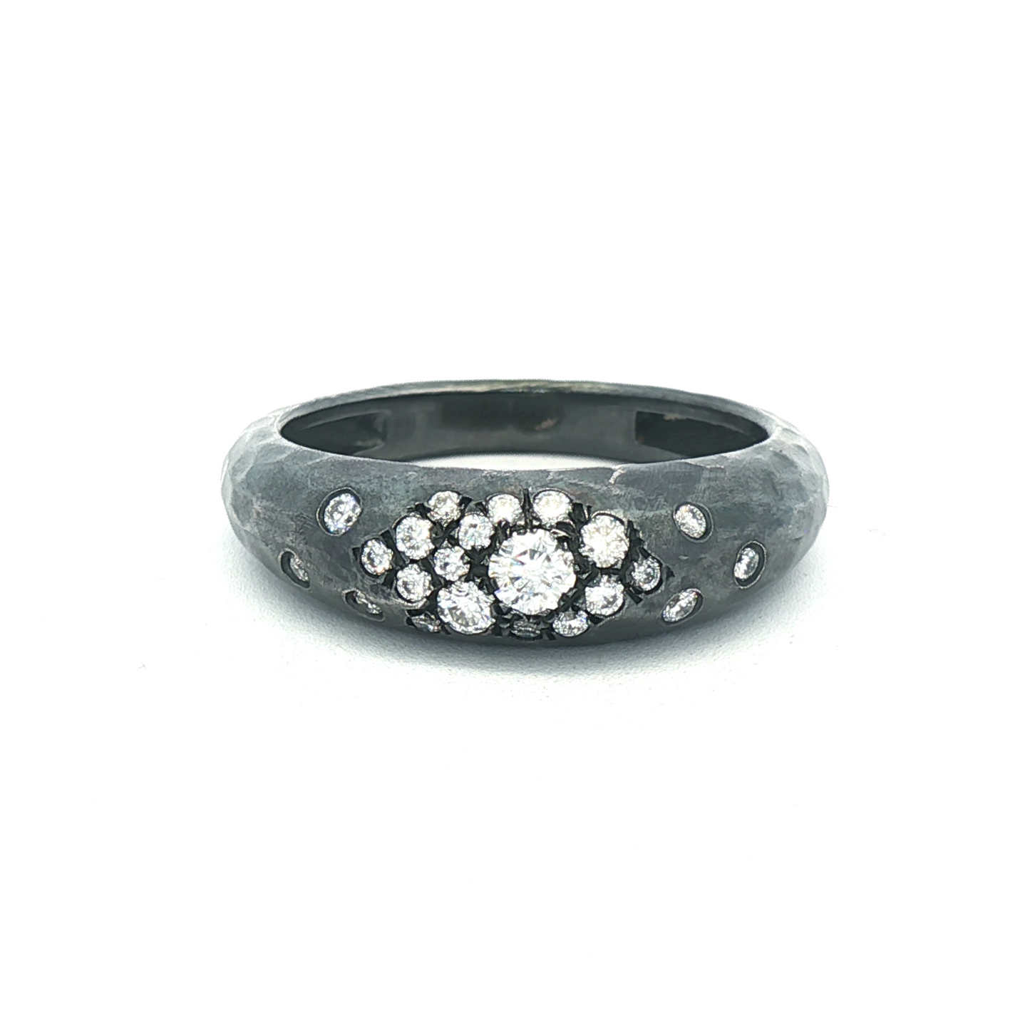 Black Hammered Diamond Ring