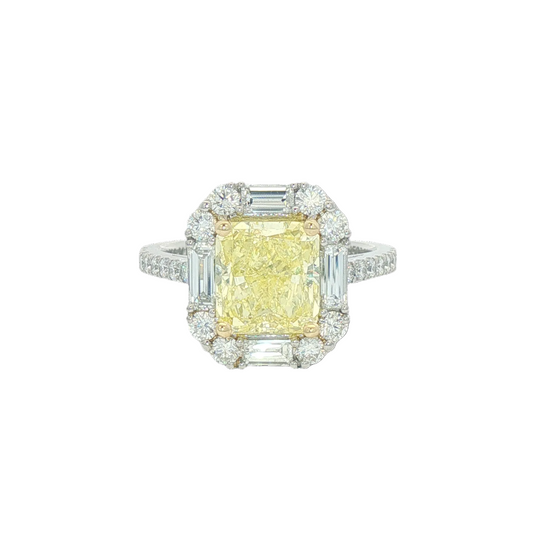 Fancy Intense Yellow Diamond Halo Ring