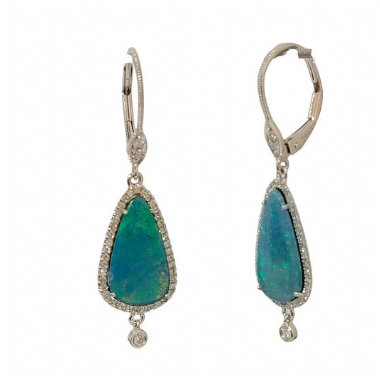 Opal and Diamond Drop Earrings