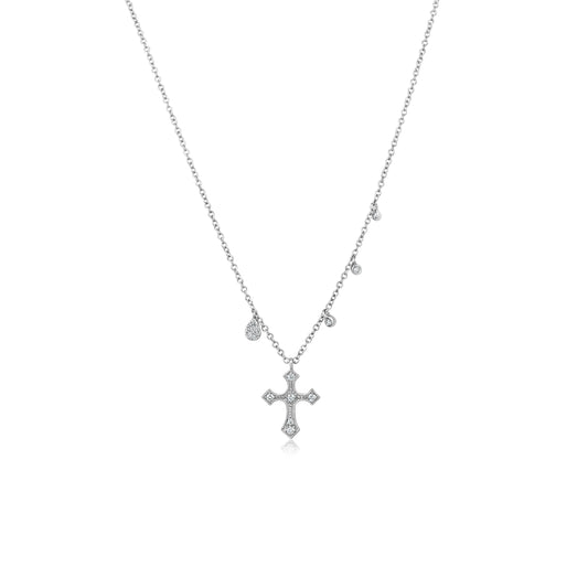 Diamond Cross Necklace with Charms