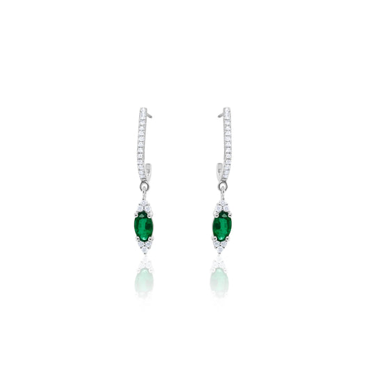 Oval Emerald and Diamond Earrings
