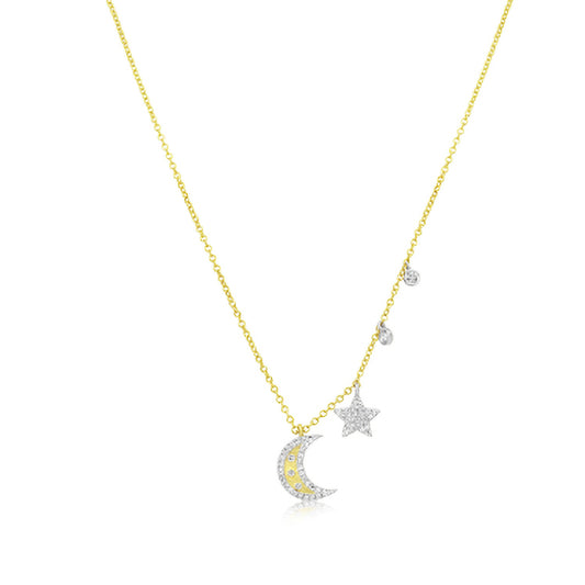 Diamond Moon/Star Necklace