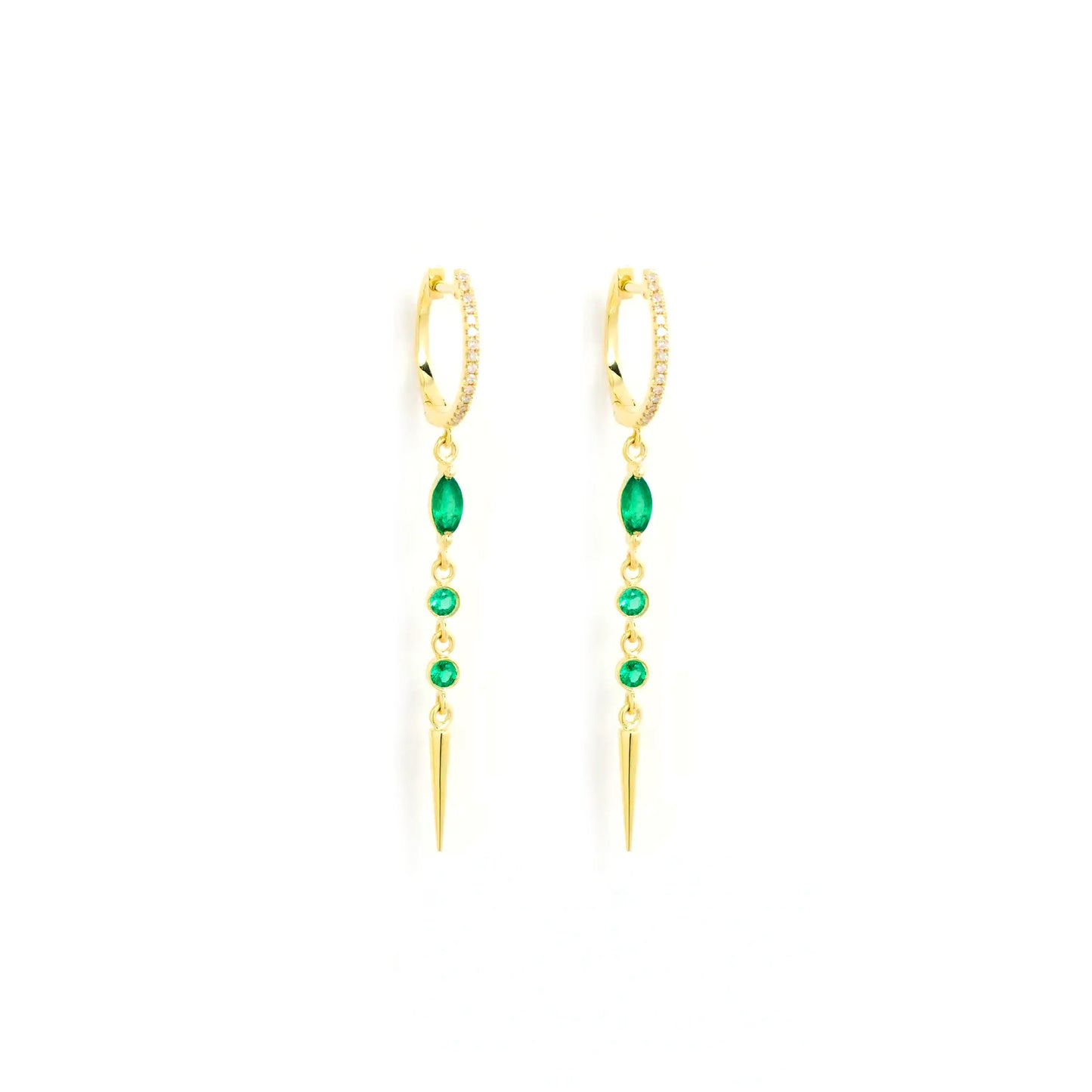 Multi Shape Emerald and Diamond Earring