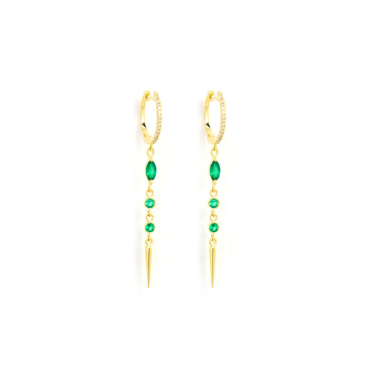 Multi Shape Emerald and Diamond Earring