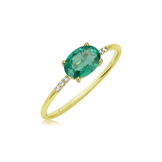 Oval Emerald and Diamond Ring