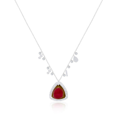 Watermelon Tourmaline Charm Necklace
