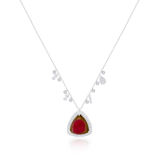 Watermelon Tourmaline Charm Necklace