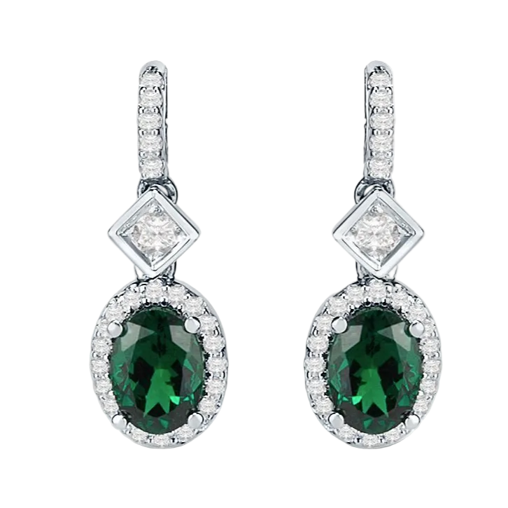 Green Tsavorite & Diamond Earrings