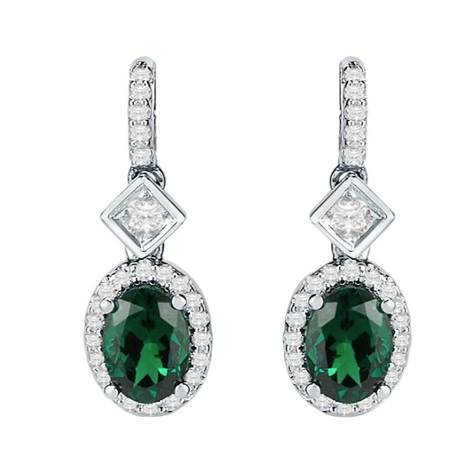 Green Tsavorite & Diamond Earrings
