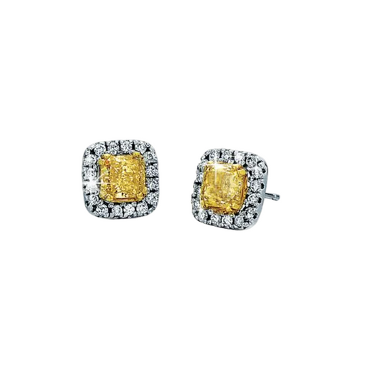 Fancy Yellow Diamond Stud Earrings