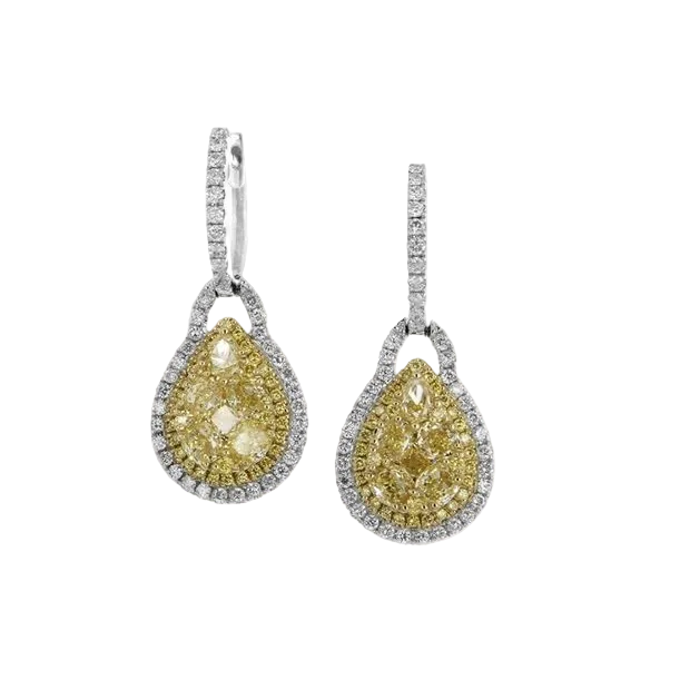 Yellow Diamond Teardrop Dangle Earrings