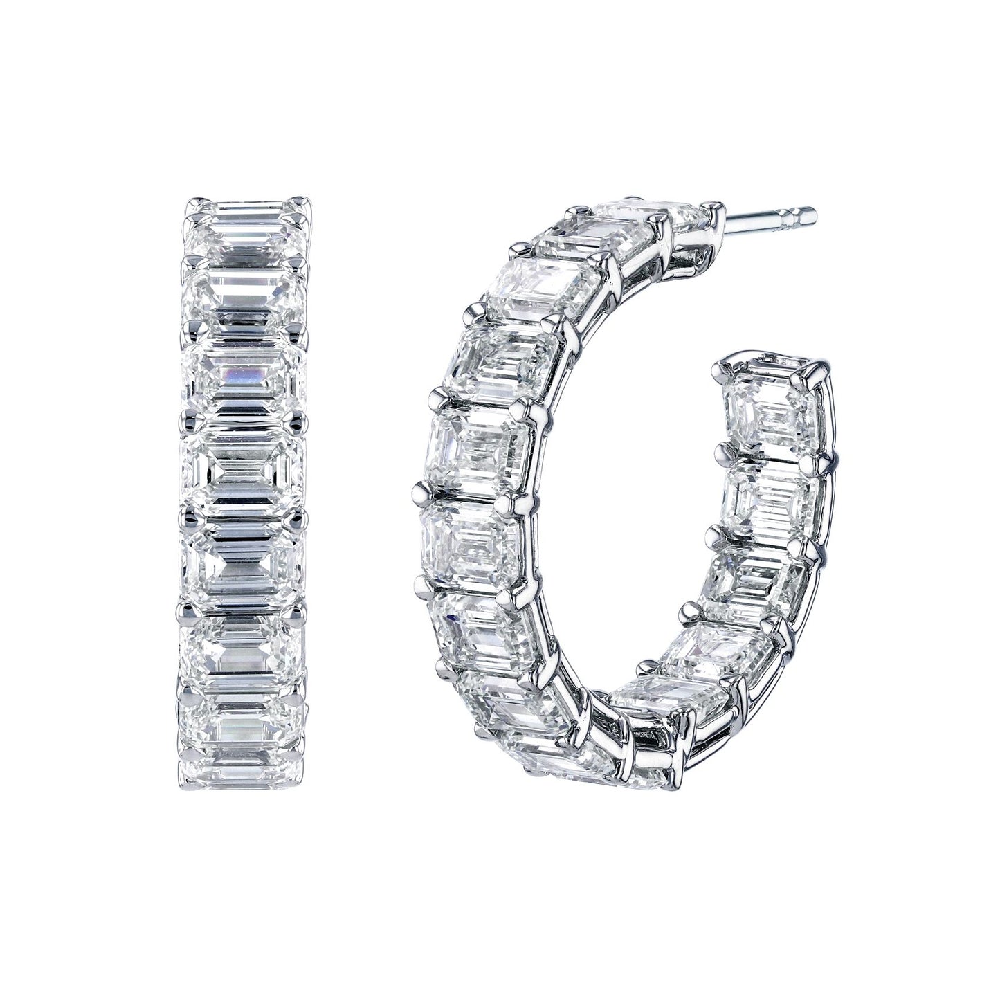 Diamond Emerald Cut Diamond Hoop