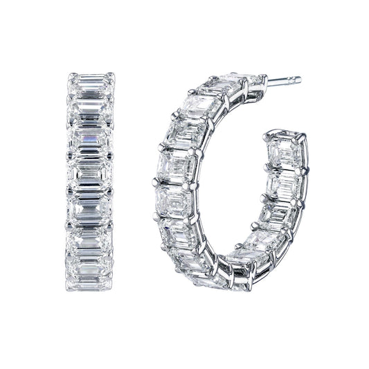 Diamond Emerald Cut Diamond Hoop