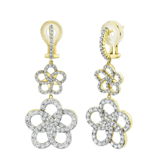 Diamond Flower Drop Earrings
