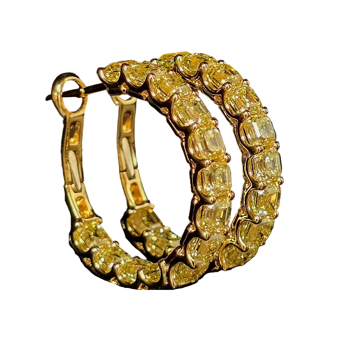 Yellow Diamond Hoop Earrings