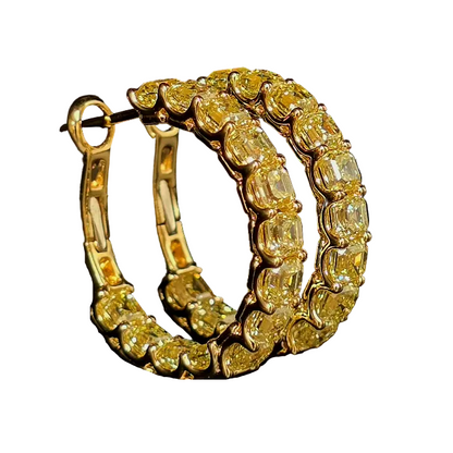 Yellow Diamond Hoop Earrings