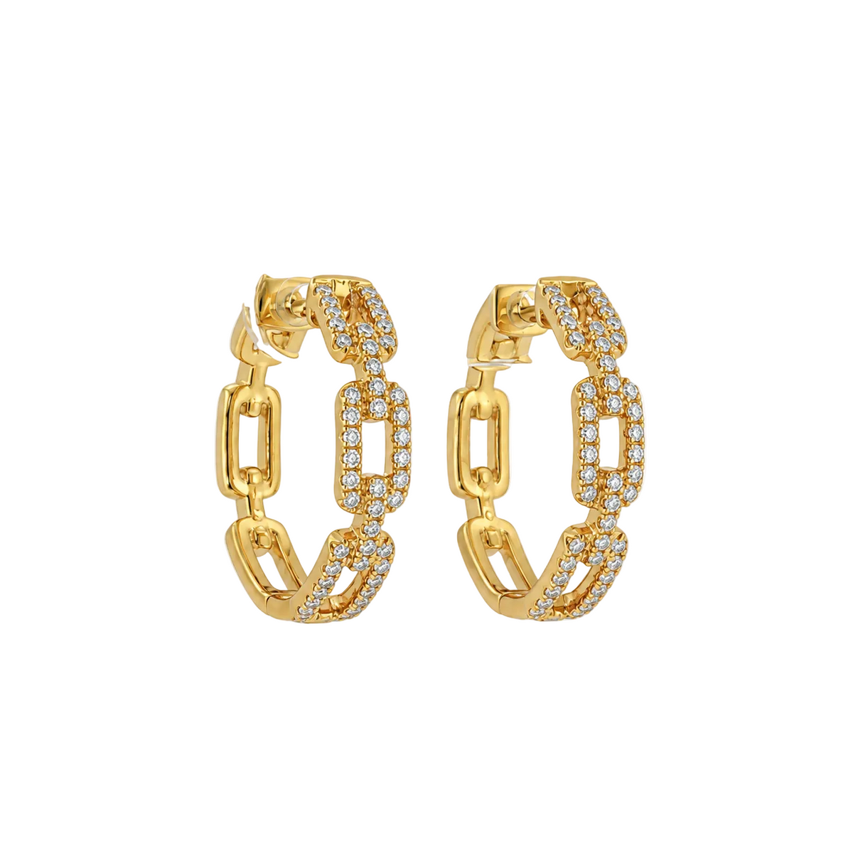 Diamond Link Hoop Earrings
