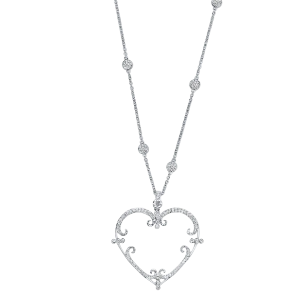 Diamond Heart Scroll Pendant