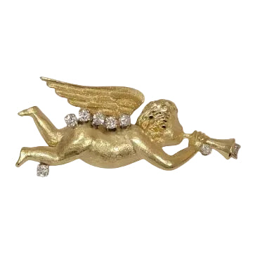 Cherub & Diamond Brooches