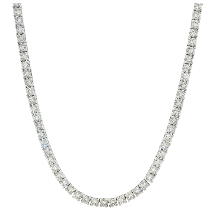 Round Brilliant Cut Diamond Tennis Necklace
