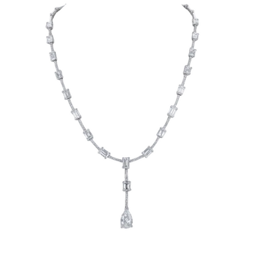 Pear Shape & Emerald Cut Diamond Necklace