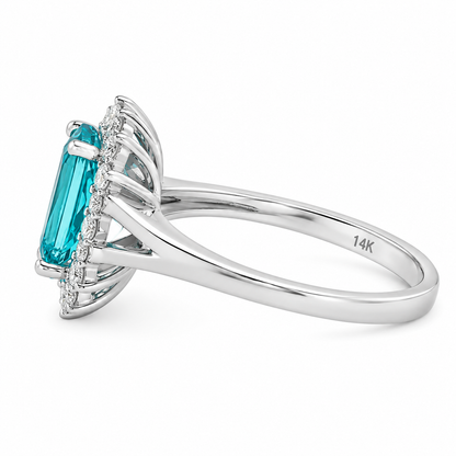 Oval Blue Apatite & Diamond Ring