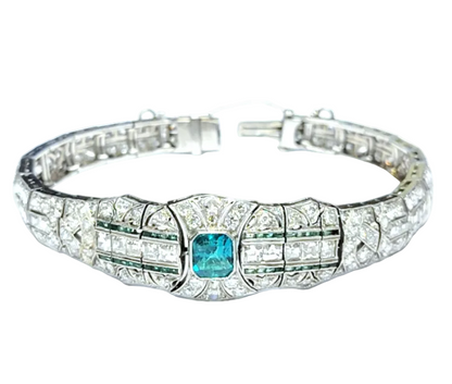 Emerald Cut Emerald & Diamond Bracelet