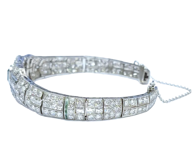 Emerald Cut Emerald & Diamond Bracelet