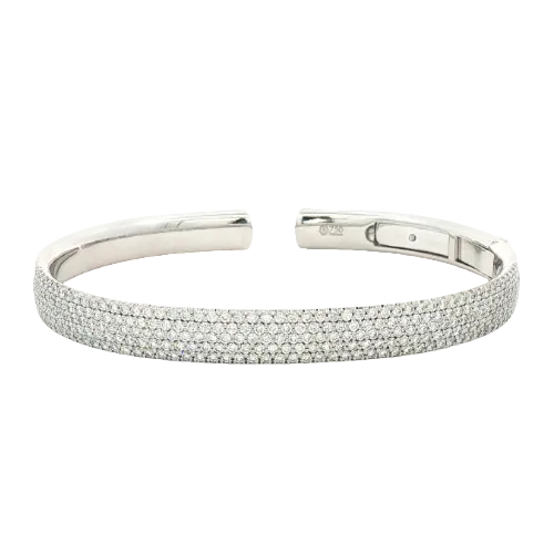 Pave Diamond Hinged Cuff Bracelet