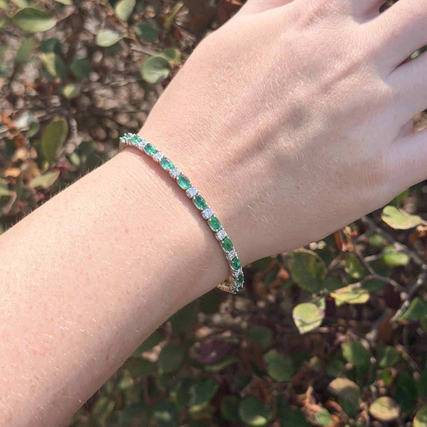 Emerald & Diamond Pickleball Bracelet