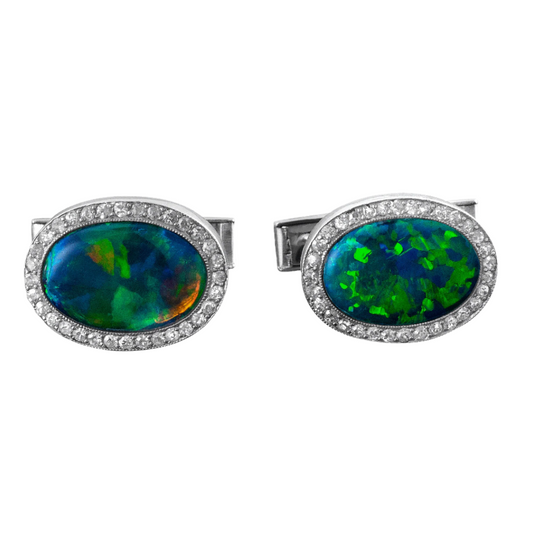 Black Opal & Diamond Cufflinks