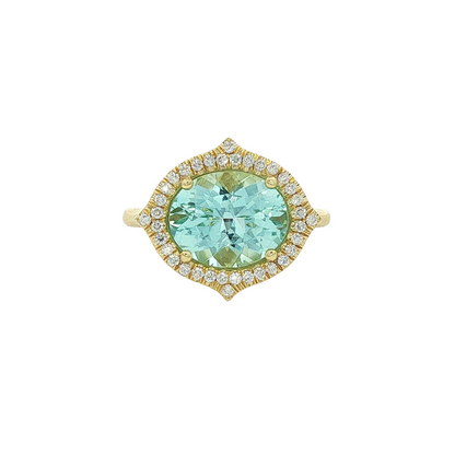 Oval Aquamarine and Diamond Ring