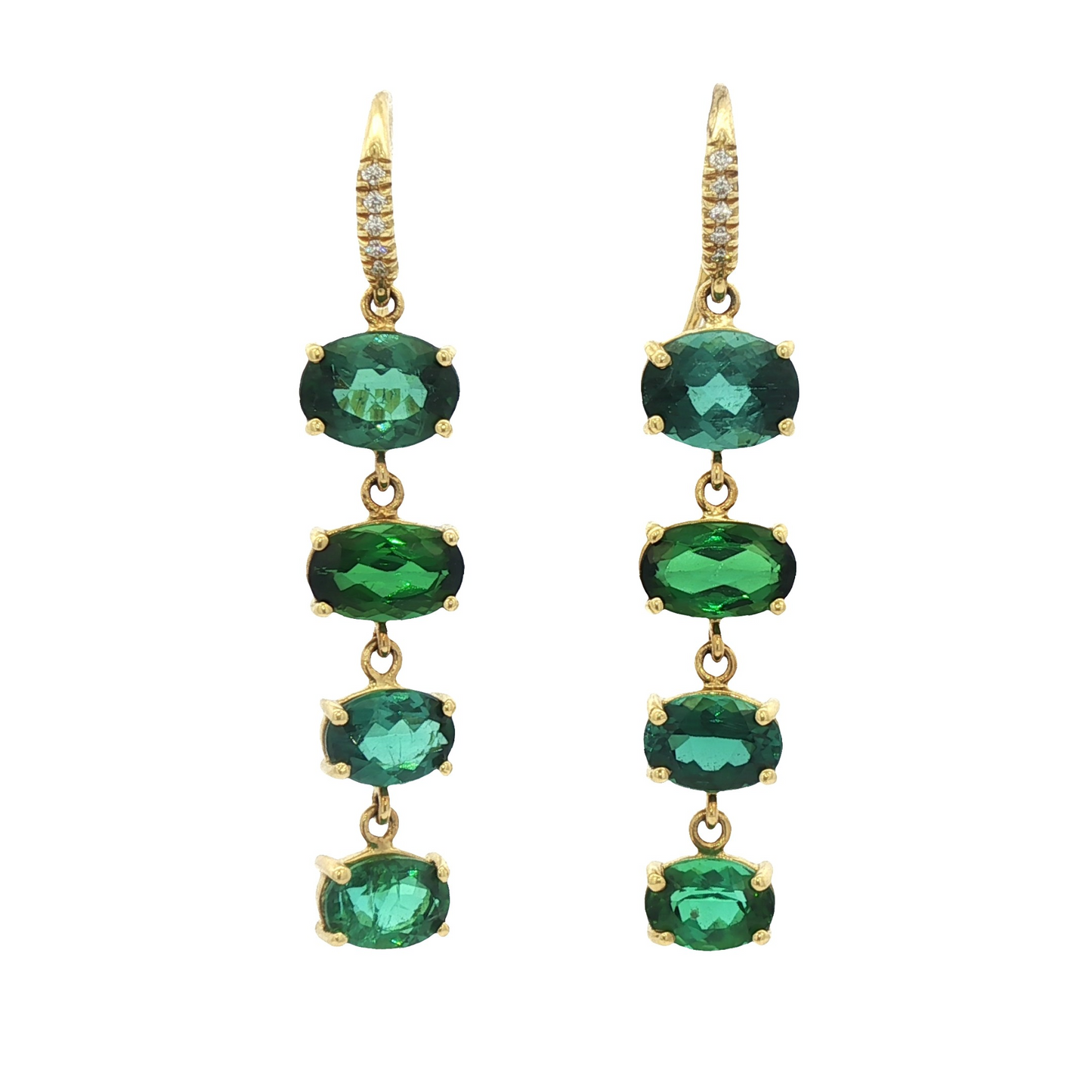 Oval Green Tourmaline Drop Earrings