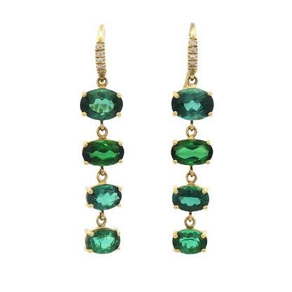 Oval Green Tourmaline Drop Earrings