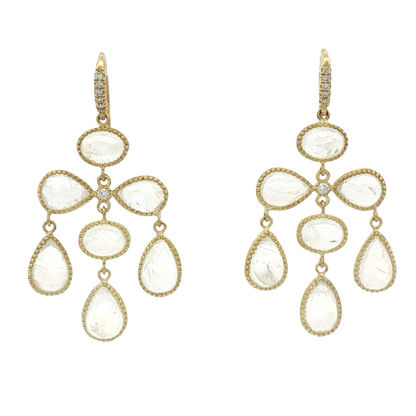 Mixed Shape Rainbow Moonstone Dangle Earrings