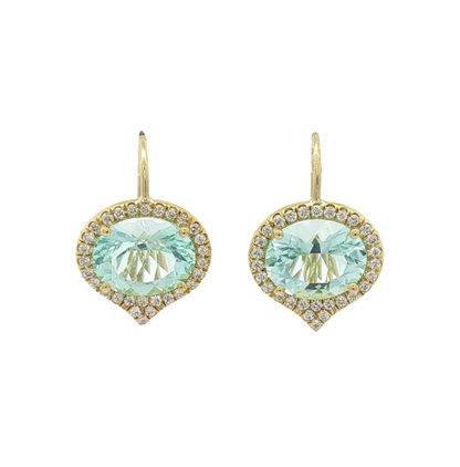 Oval Aquamarine and Diamond Earrings