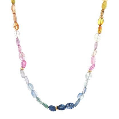 Oval Multi-Color Sapphire Beaded Necklace