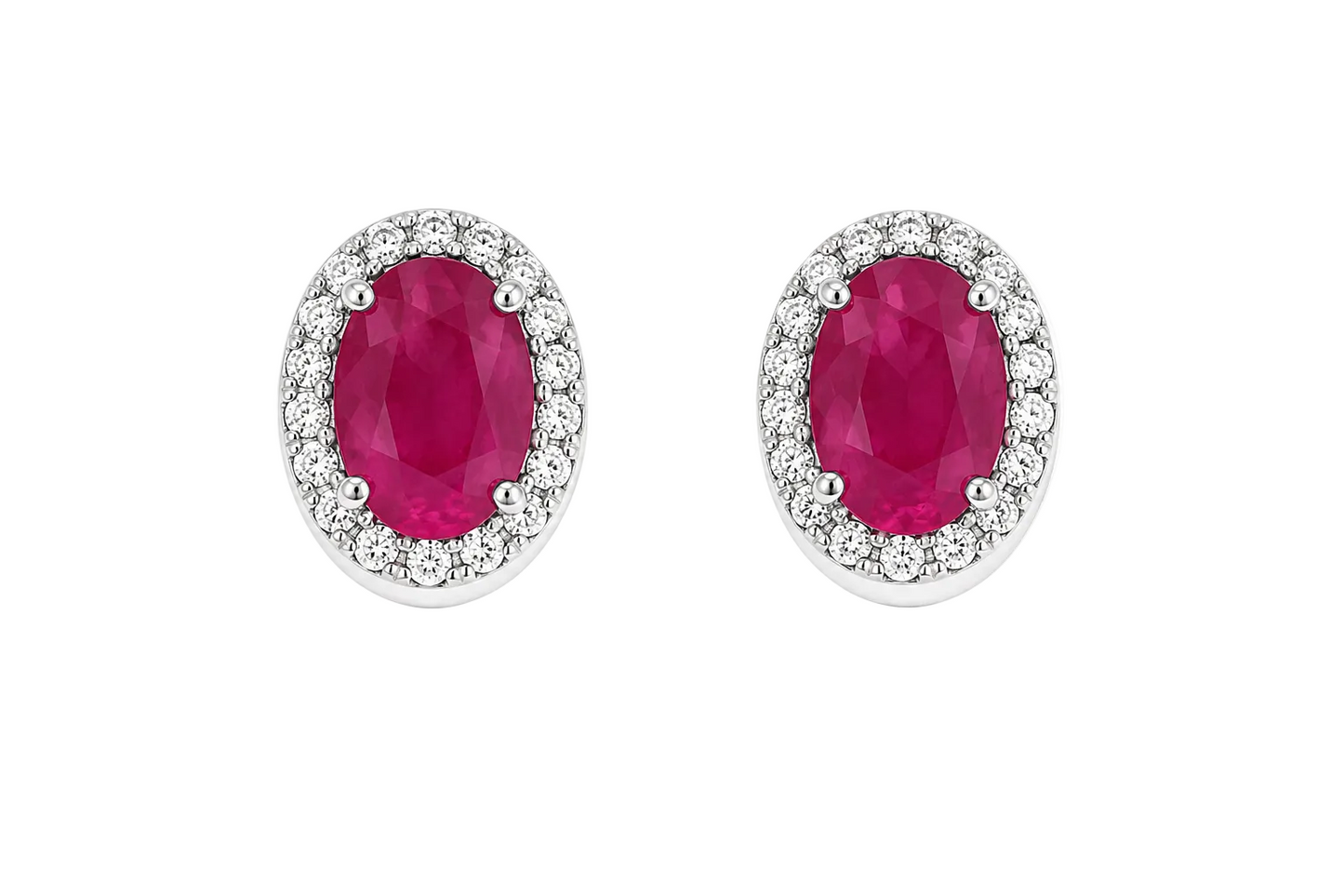 Ruby & Diamond Oval Stud Earrings