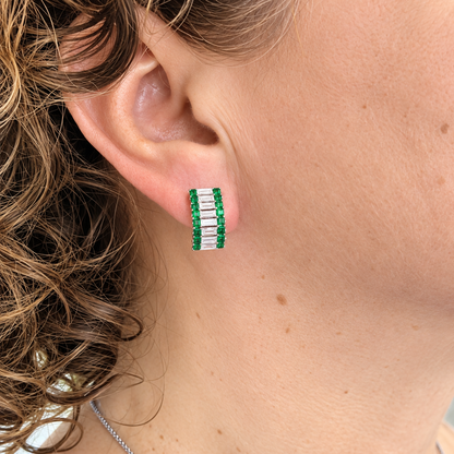 Emerald & Diamond Hoop Earrings