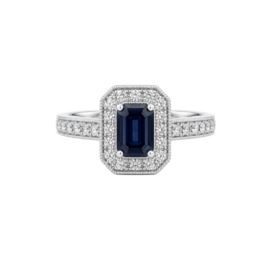 Blue Sapphire & Diamond Ring