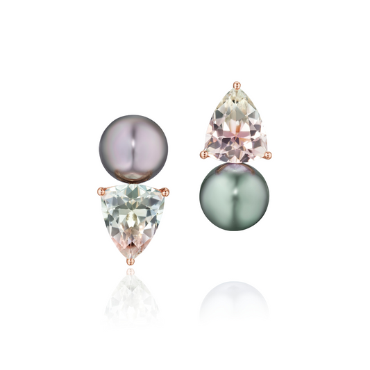 Tahitian pearl and bi-color tourmaline earrings