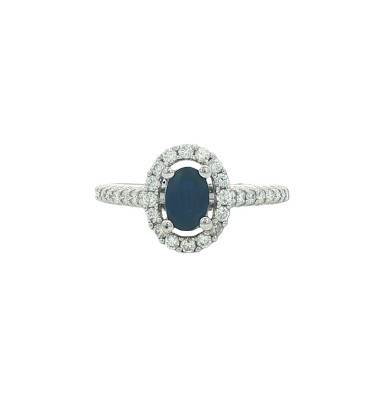 Oval Blue Sapphire & Diamond Ring