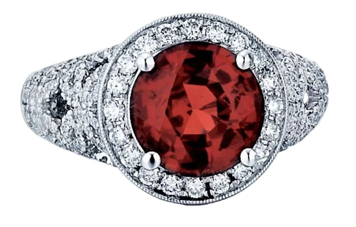 Red Spinel & Diamond Ring