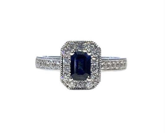 Blue Sapphire & Diamond Ring