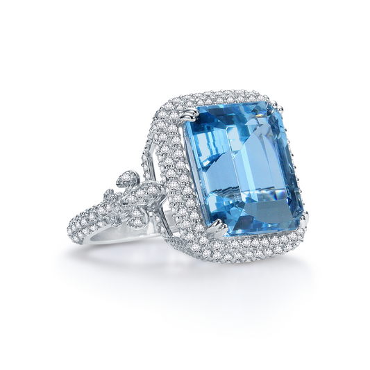 Aquamarine & Diamond Ring