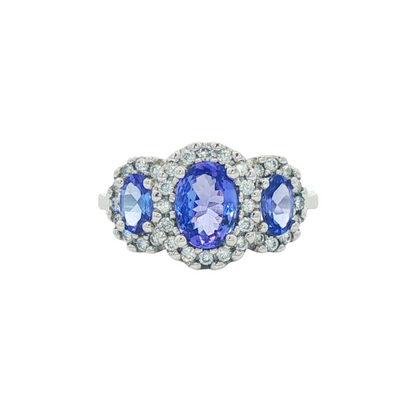 Oval Tanzanite & Diamond 3 Stone Ring