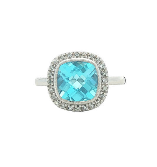 Blue Topaz & Diamond Ring