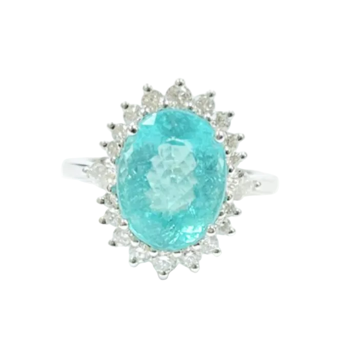 Mozambique Paraiba Tourmaline & Diamond Ring