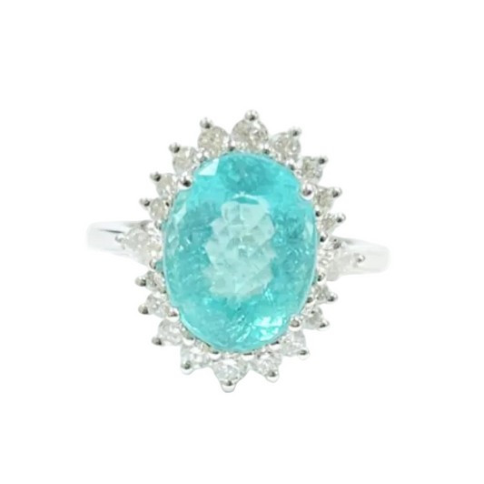 Mozambique Paraiba Tourmaline & Diamond Ring
