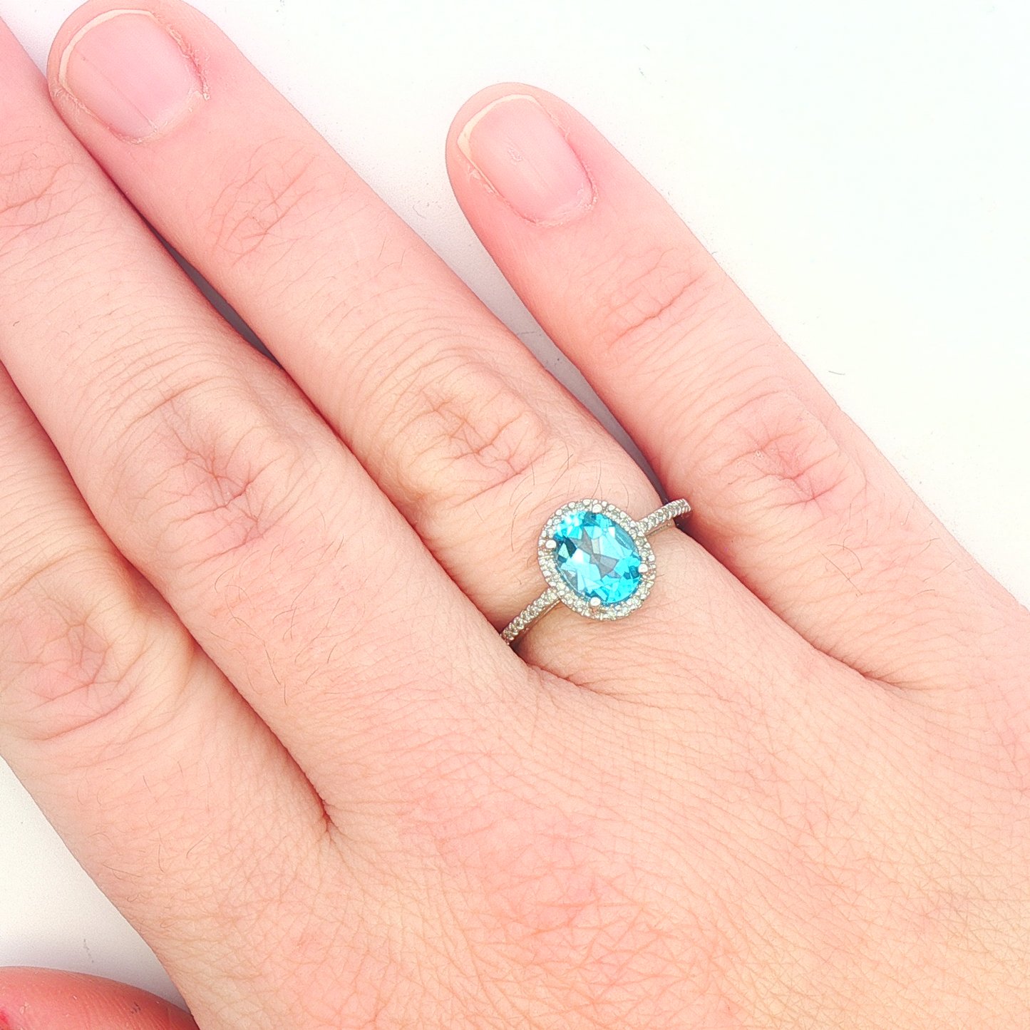 Blue Topaz & Diamond Ring